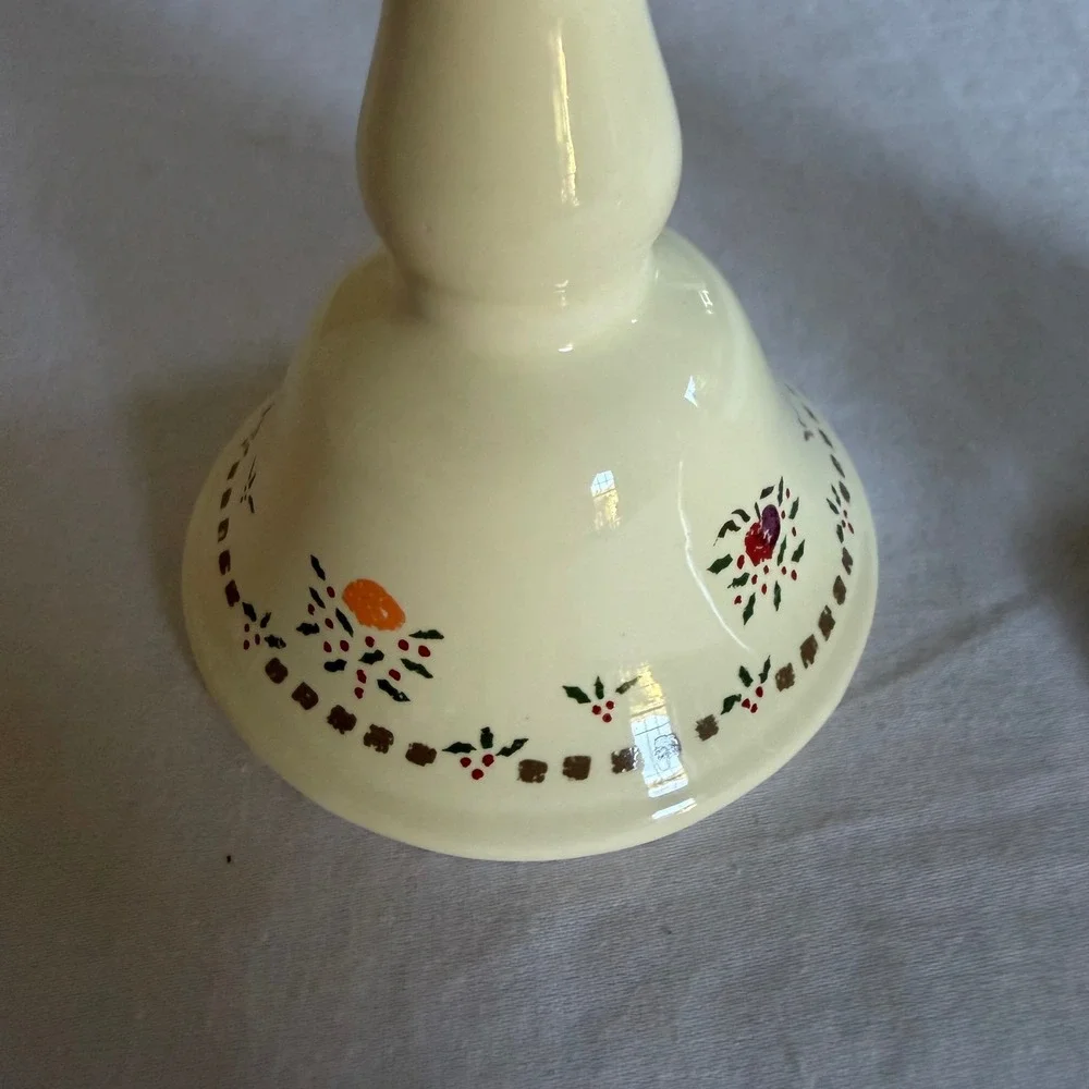 Vintage Colonial‎ Candle Ceramic Candlestick Holders Floral Holly Cottagecore